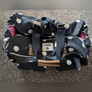 Victoria’s Secret Pink Polka Dot Large Rolling Wheeled Travel Duffle Bag